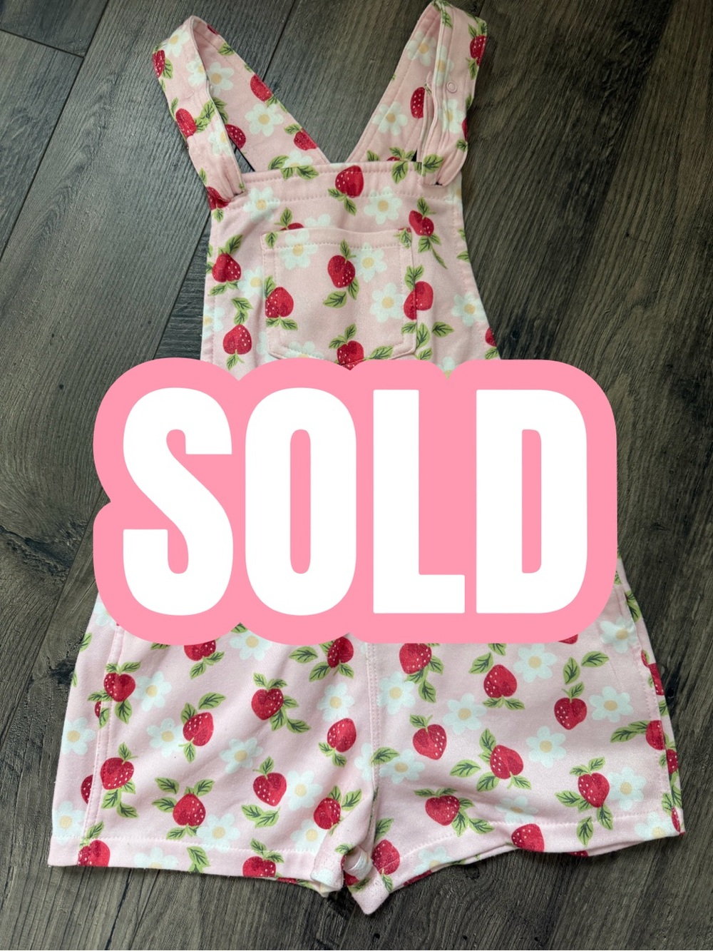 Cynthia Rowley Pink Strawberry-Print Short Overalls